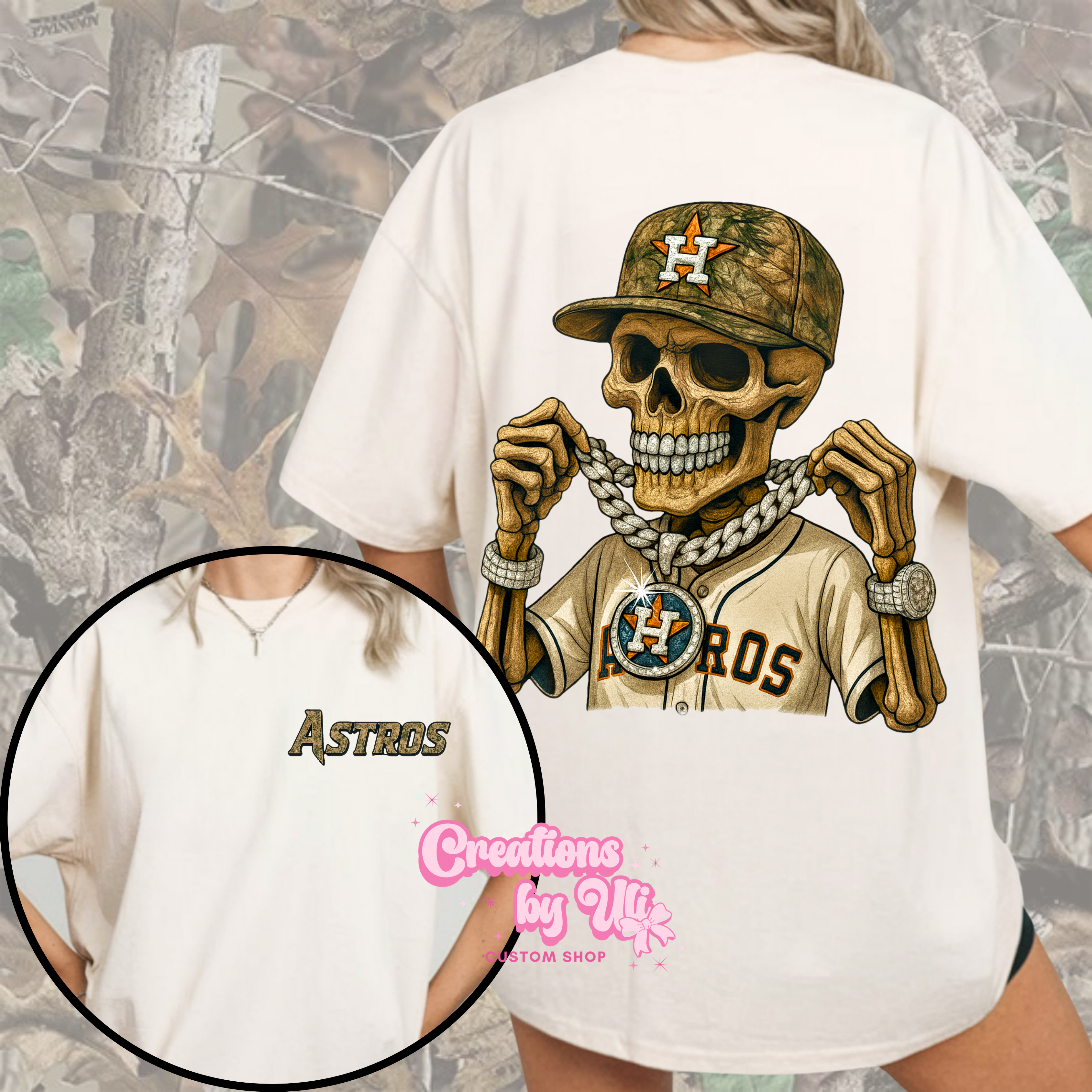 Astros Camo Skeleton Tee