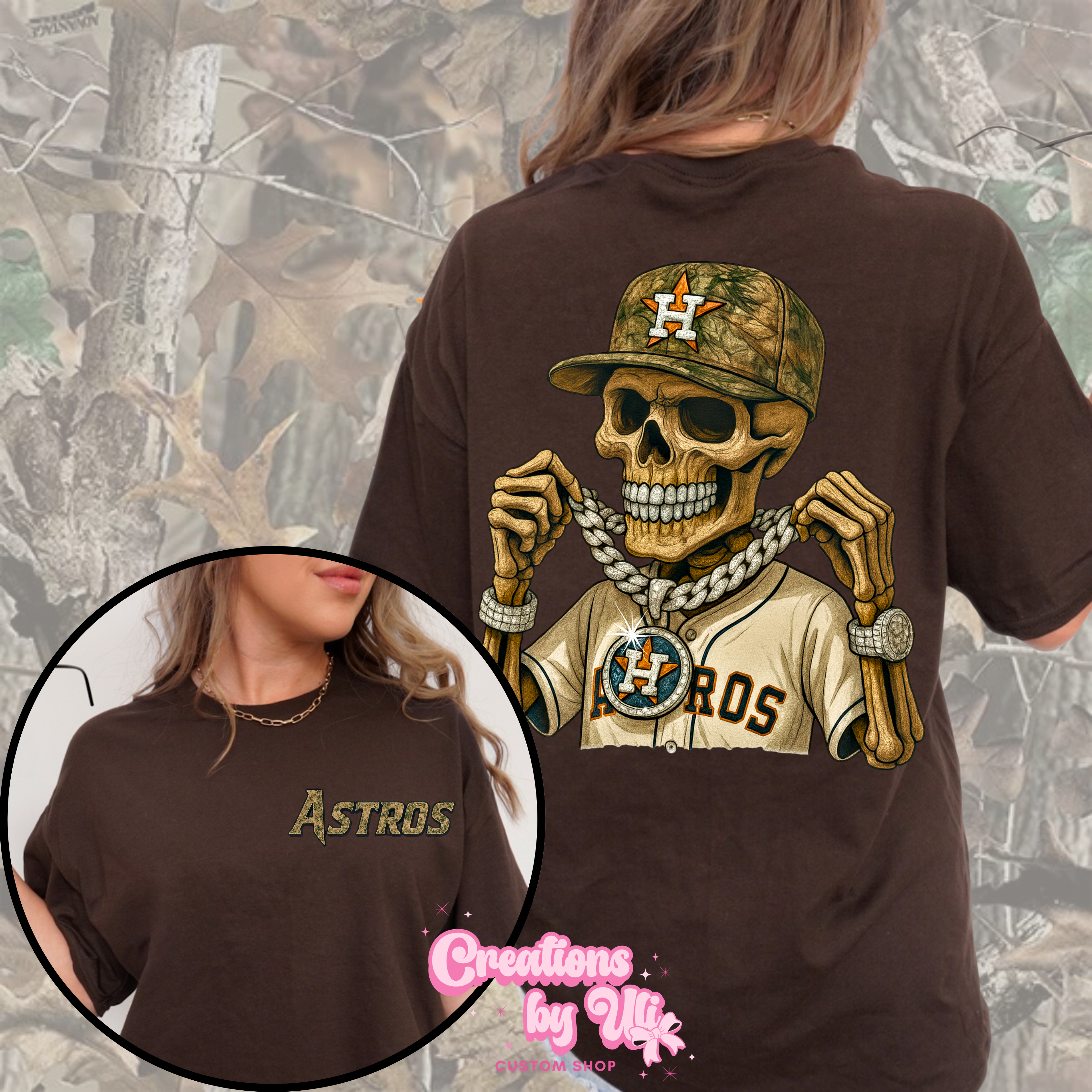 Astros Camo Skeleton Tee