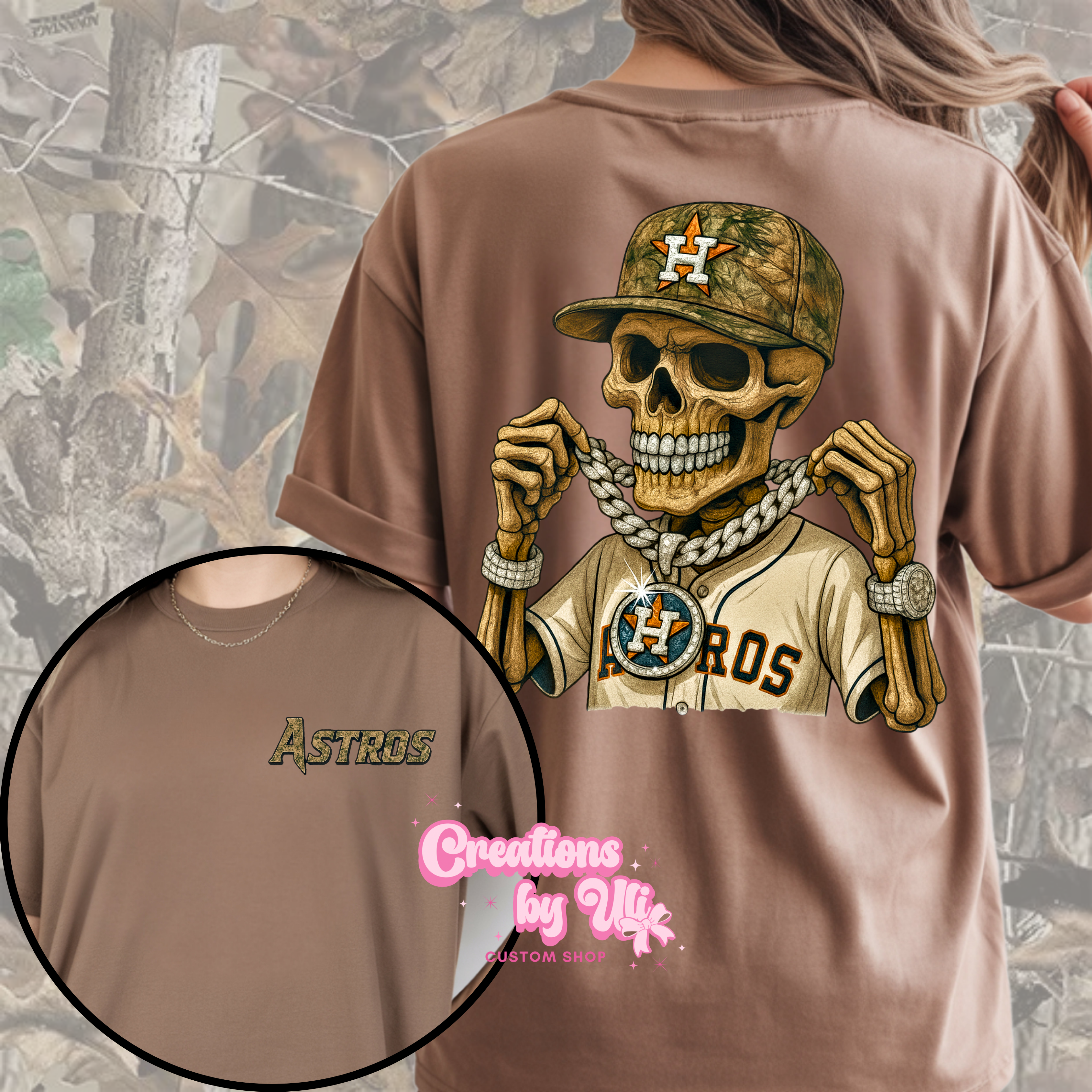 Astros Camo Skeleton Tee