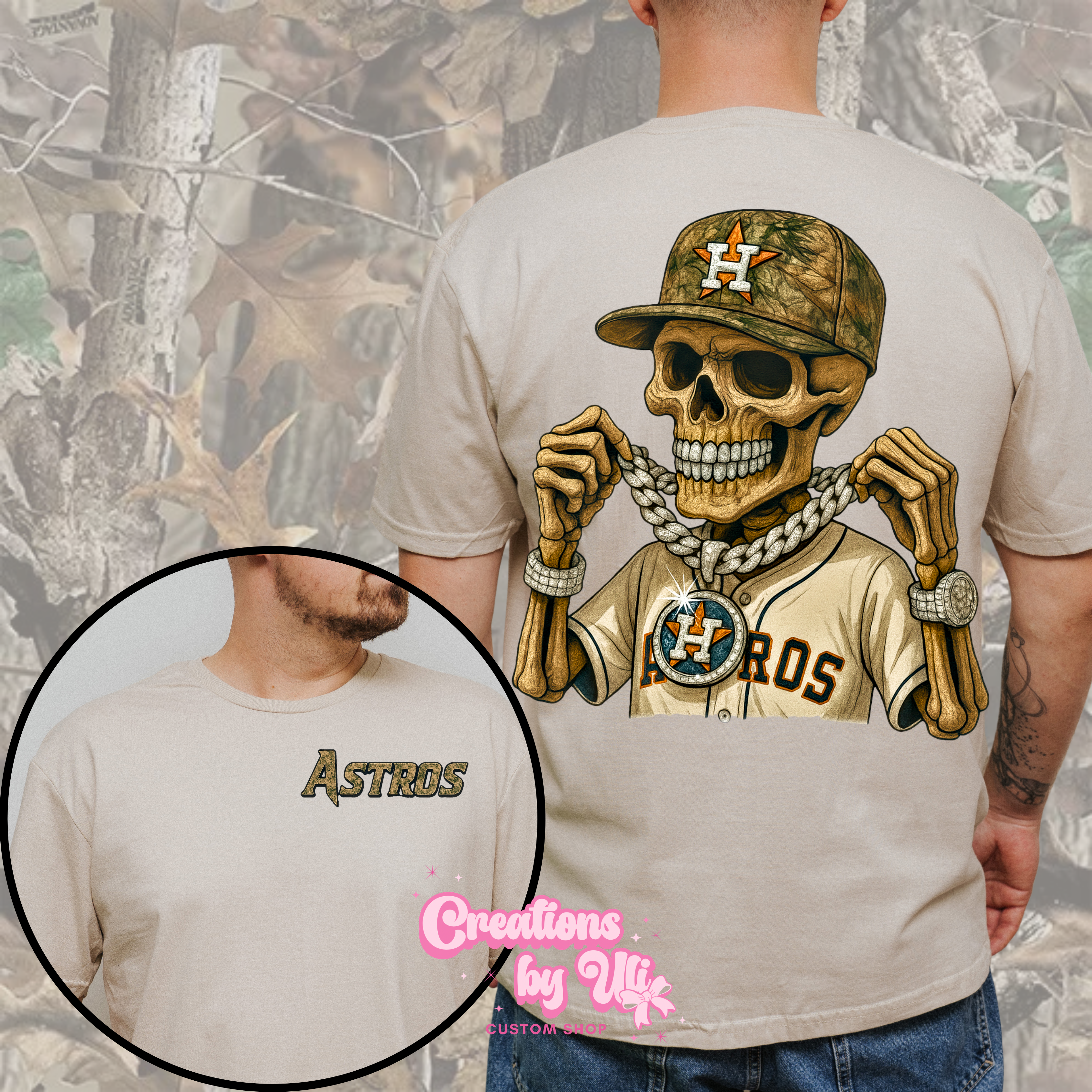 Astros Camo Skeleton Tee