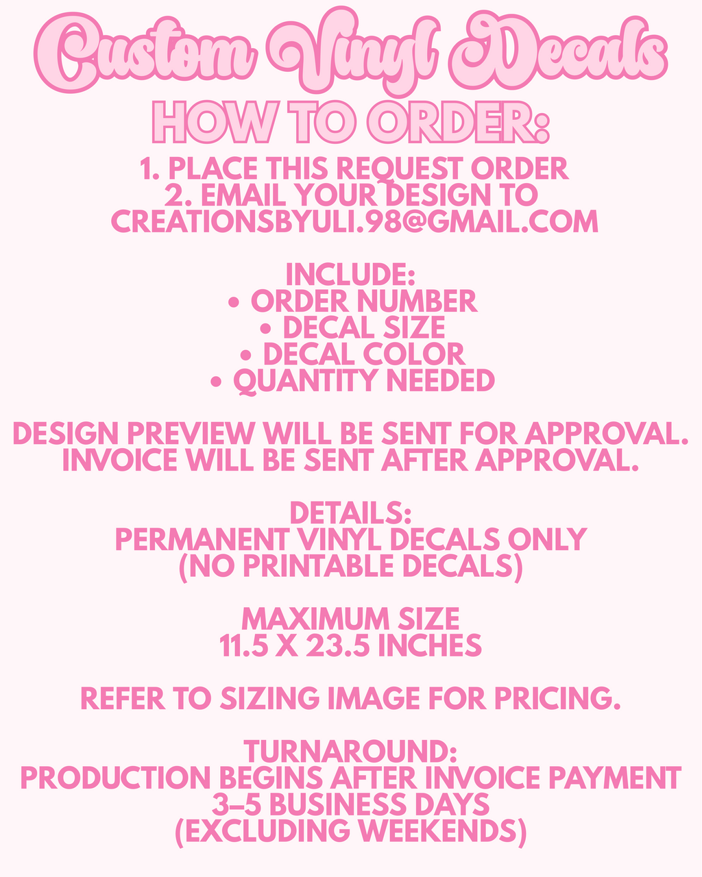 Custom Vinyl Decals – Cars, Businesses, Balloon Wood Arches & More