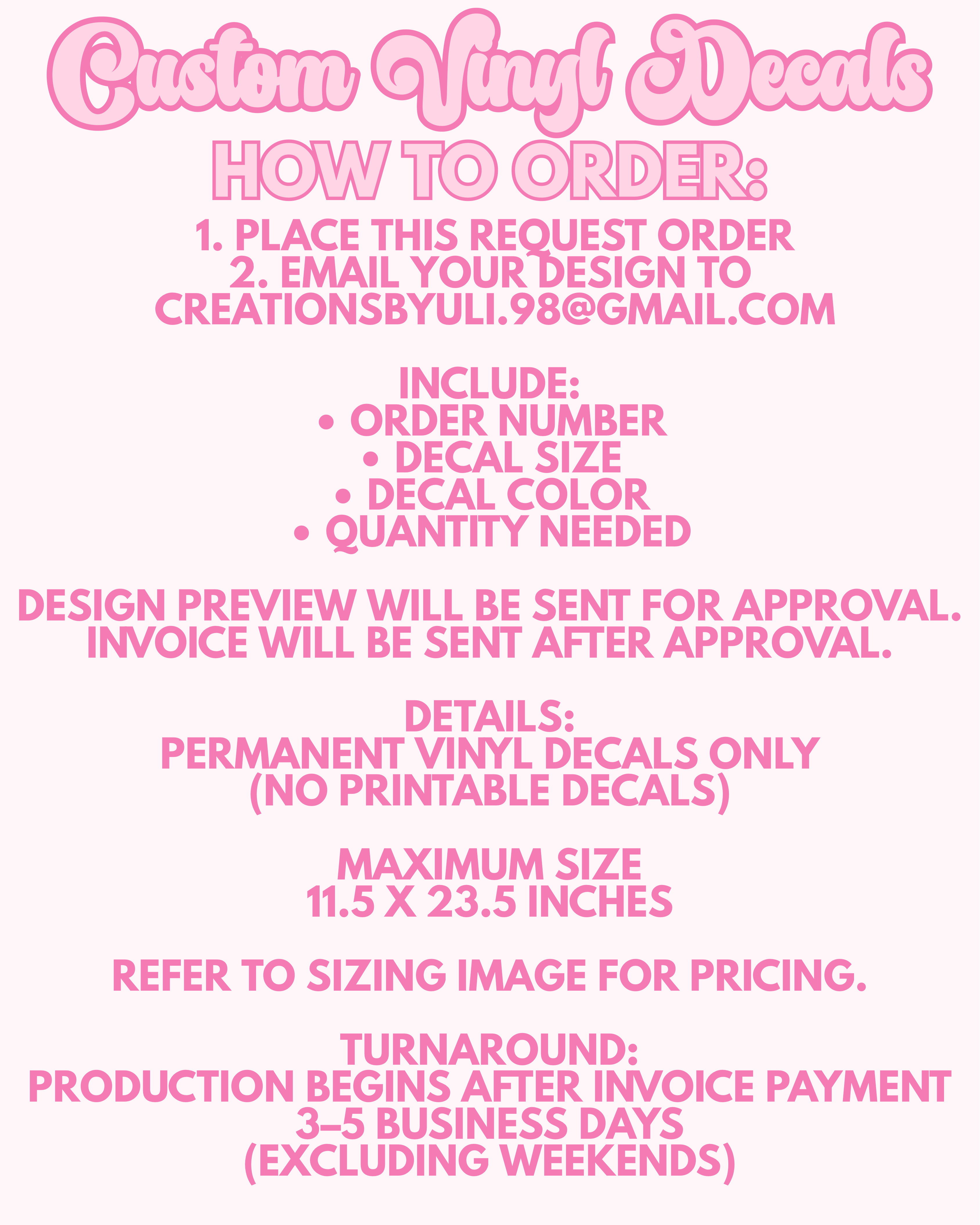 Custom Vinyl Decals – Cars, Businesses, Balloon Wood Arches & More