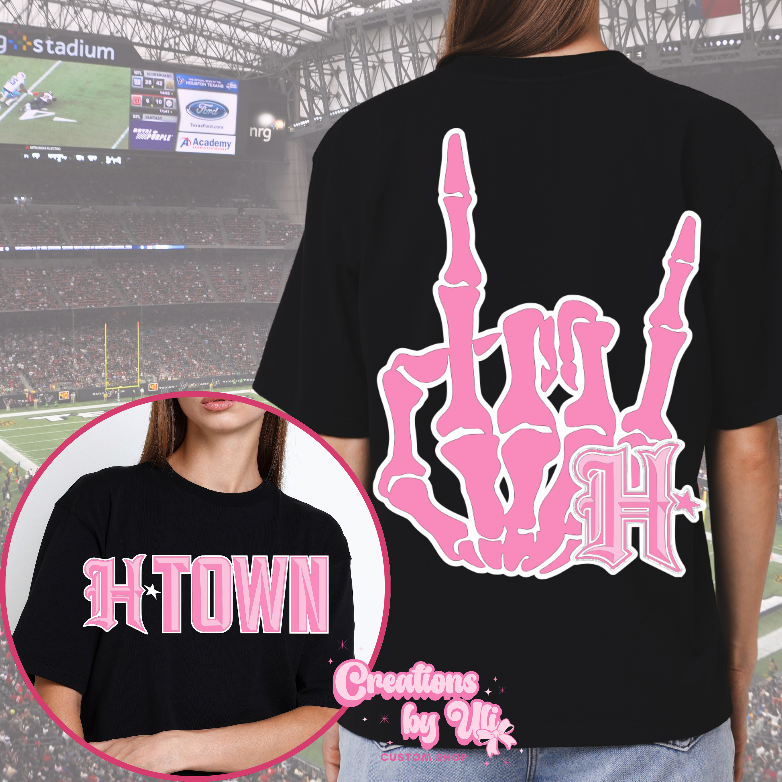 Pink Skeleton H-Town Tee