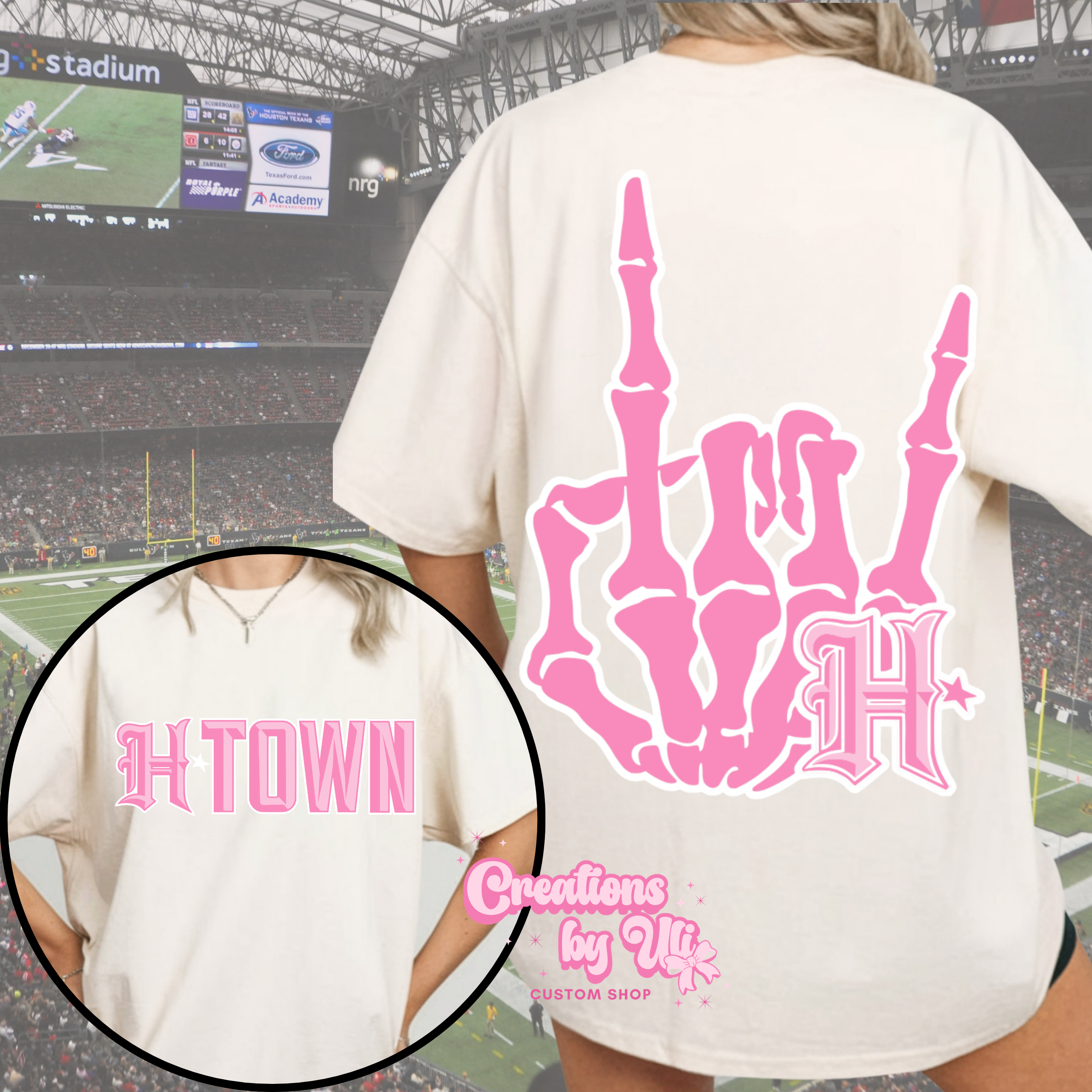 Pink Skeleton H-Town Tee