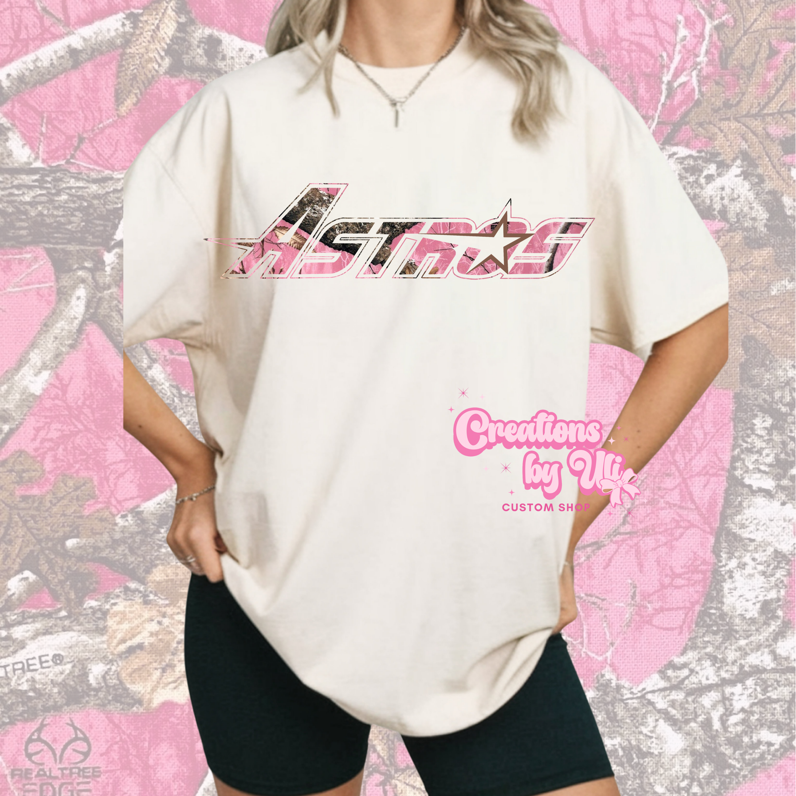 Astros Pink Camo Tee