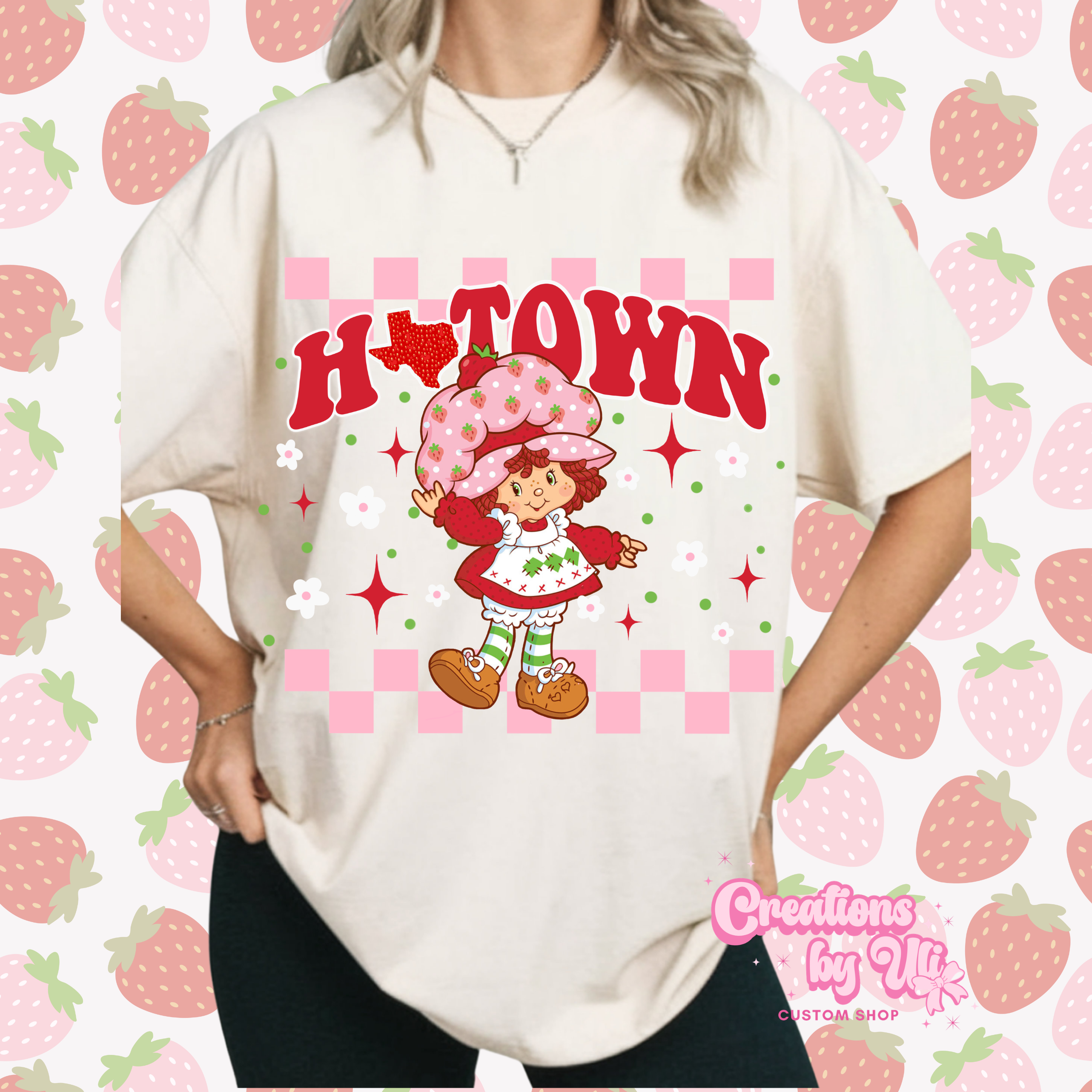 Htown Strawberry Girl Tee - Pink