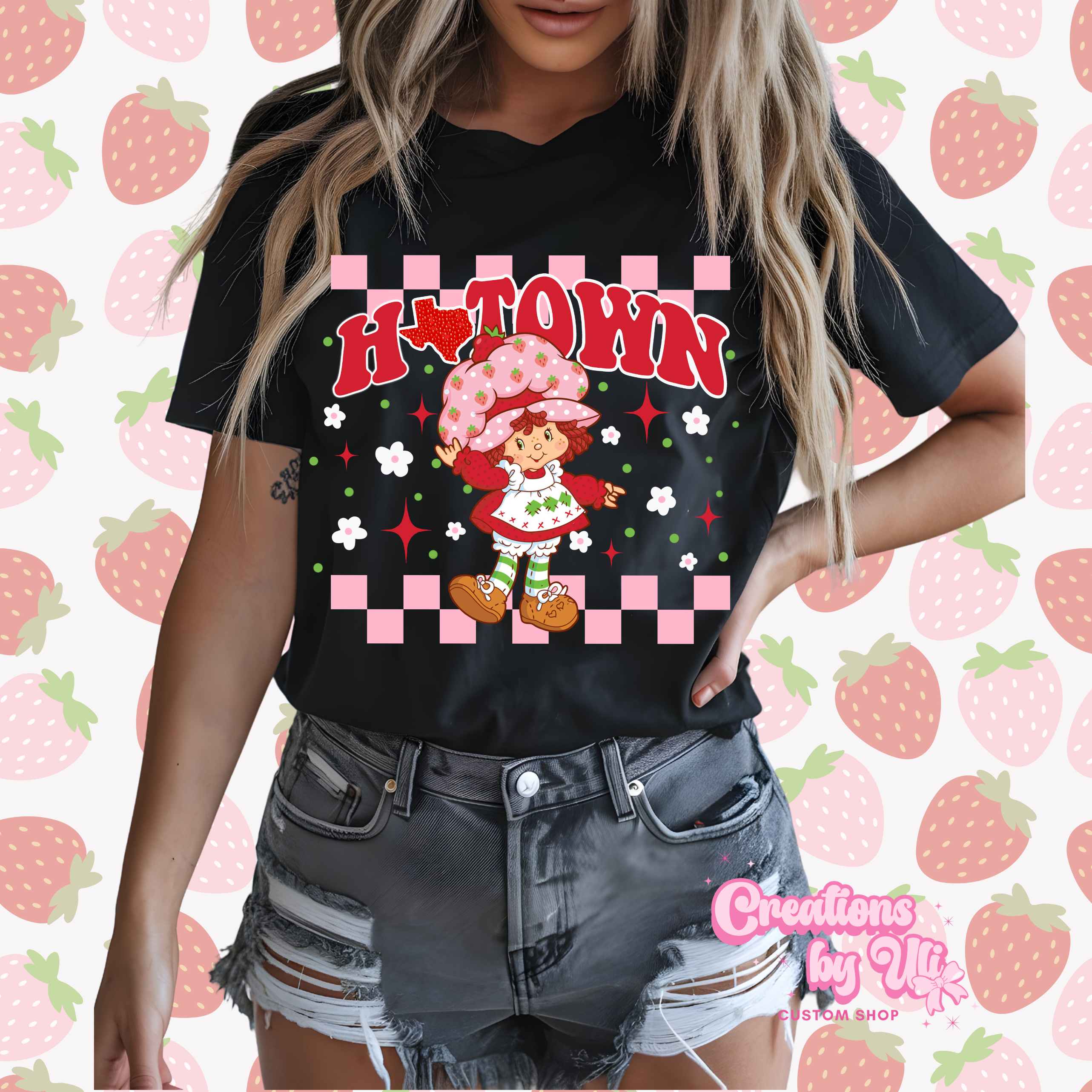 Htown Strawberry Girl Tee - Pink