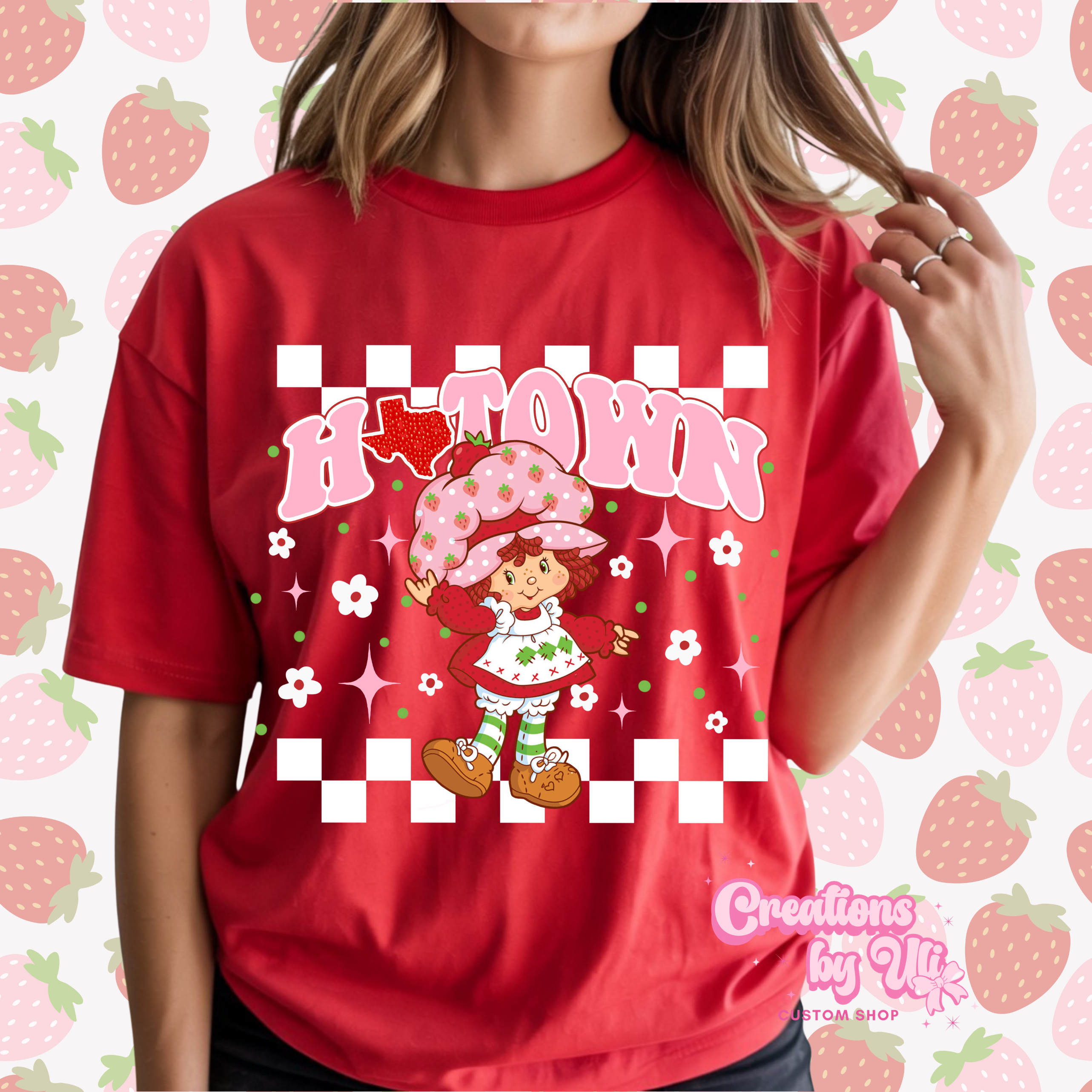 Htown Strawberry Girl Tee - White