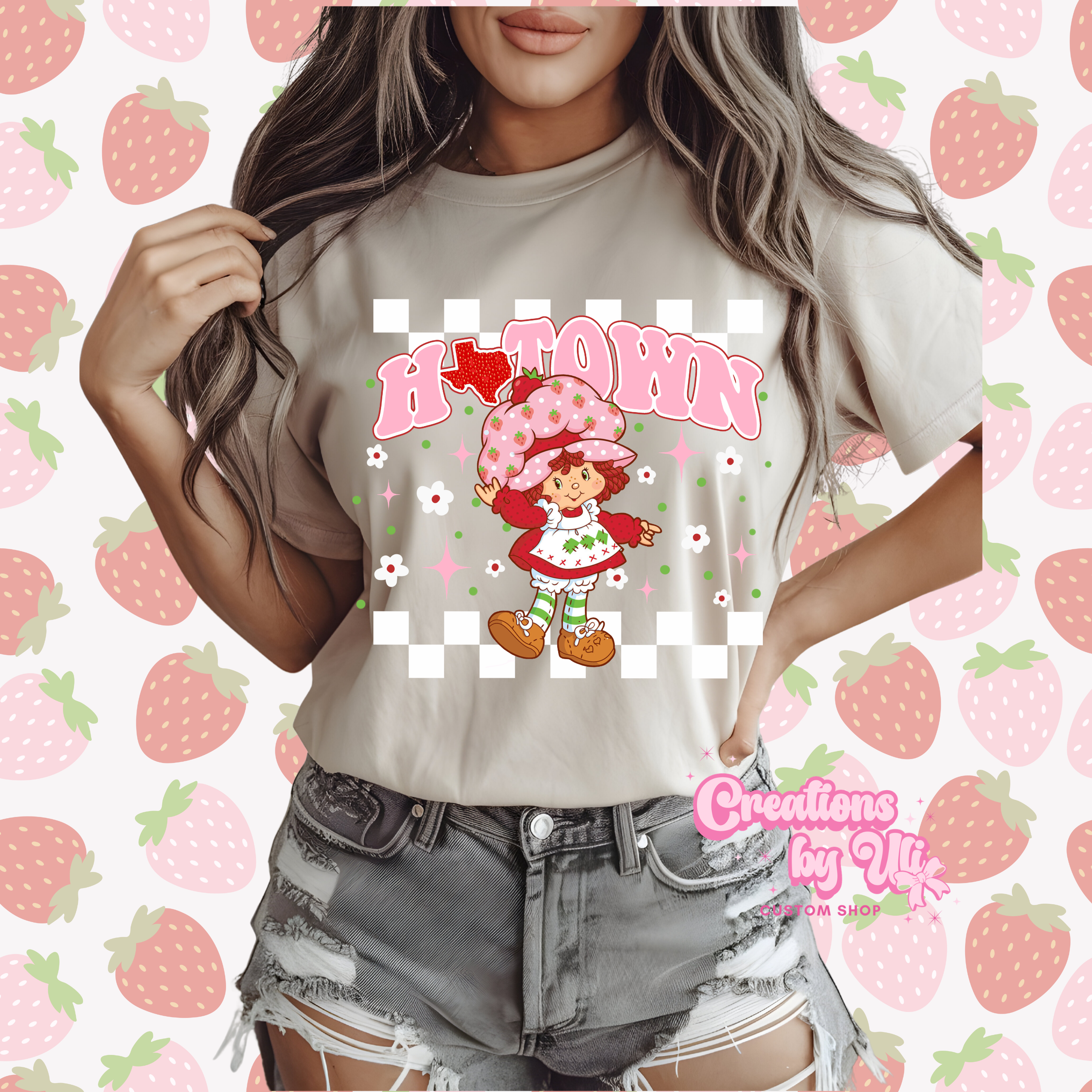 Htown Strawberry Girl Tee - White