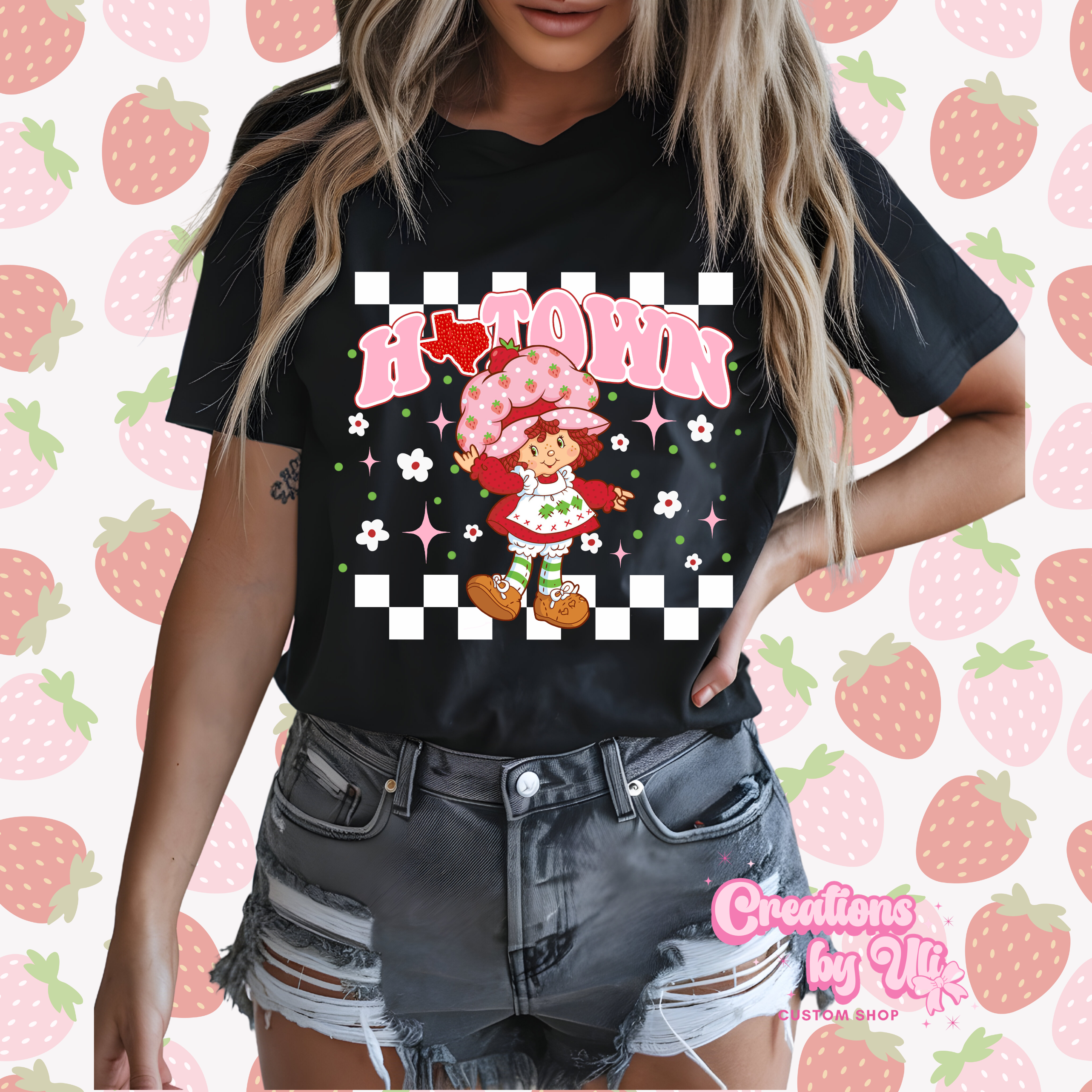 Htown Strawberry Girl Tee - White