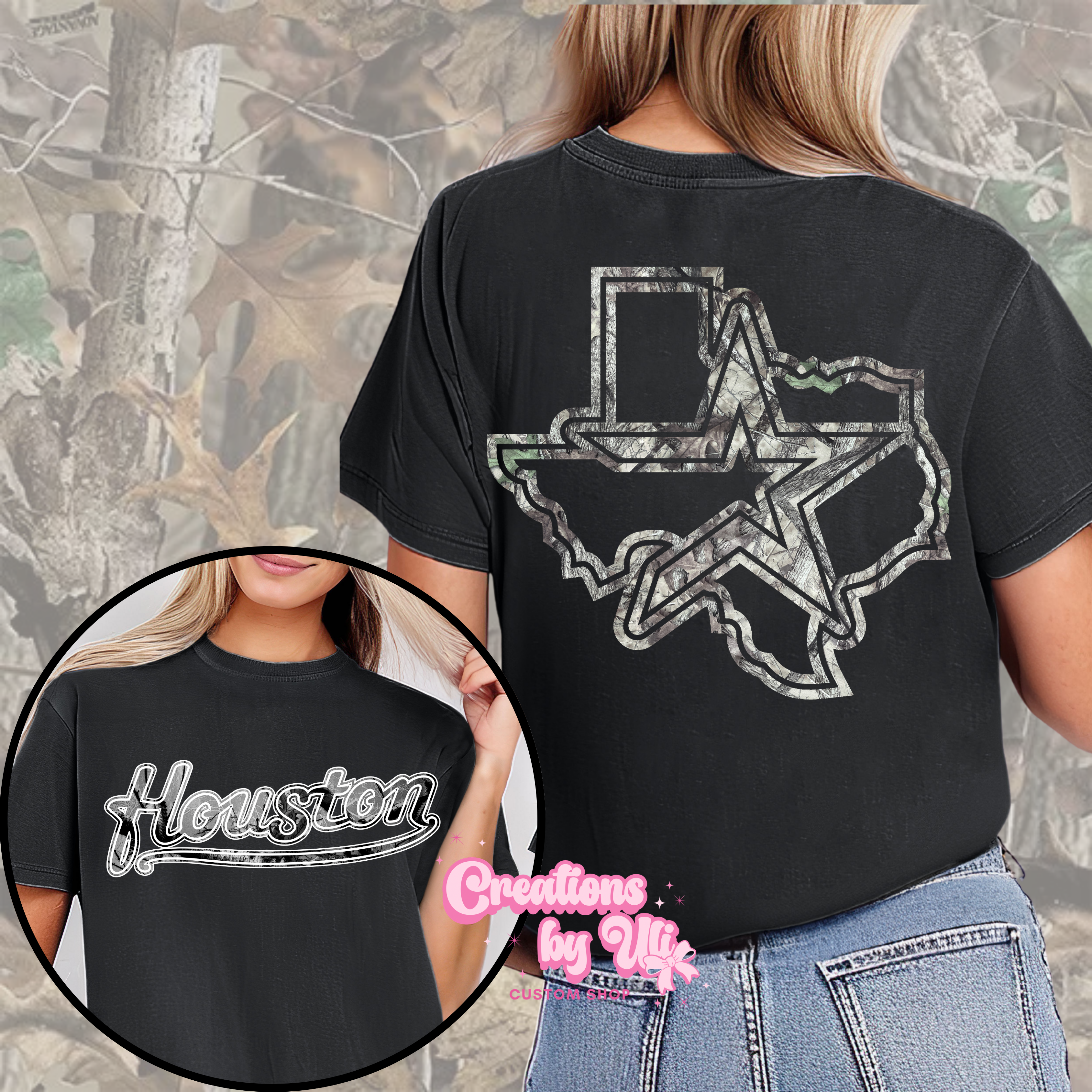Houston Script Camo Tee