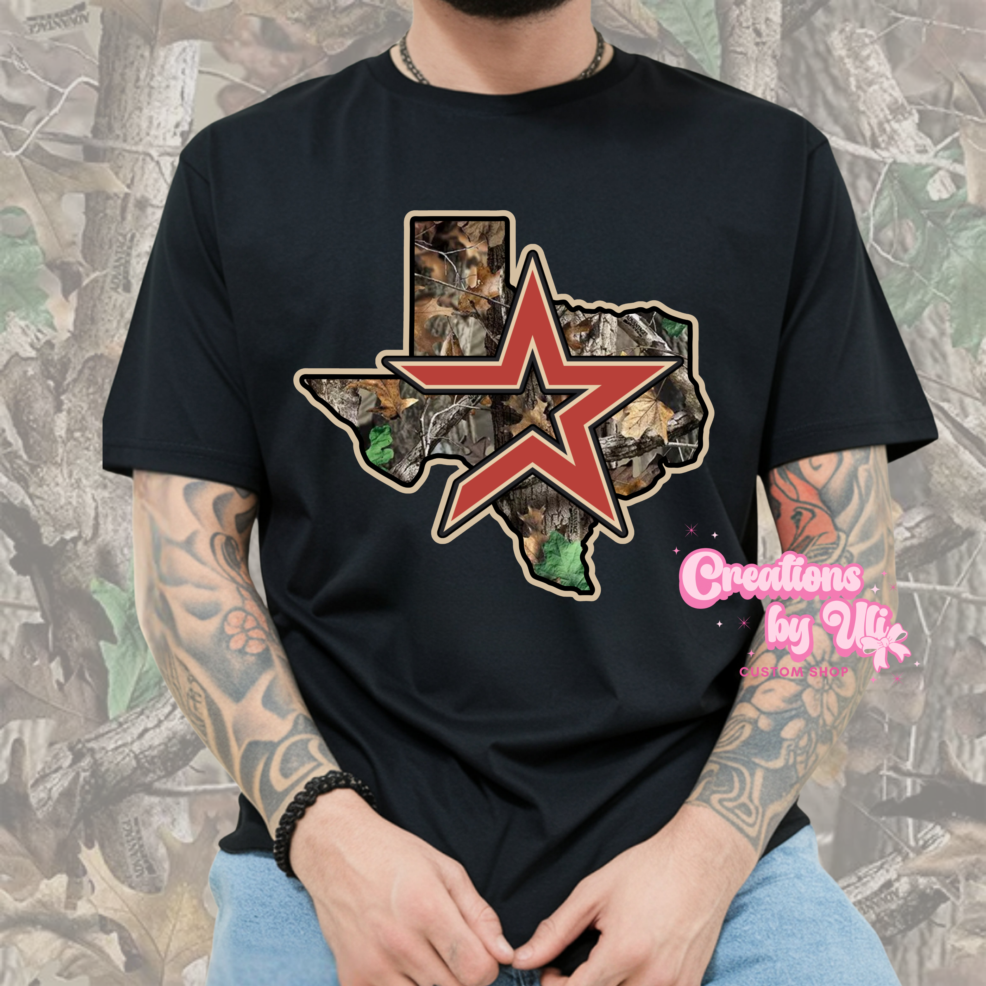 Texas Camo Tee - Beige Outline