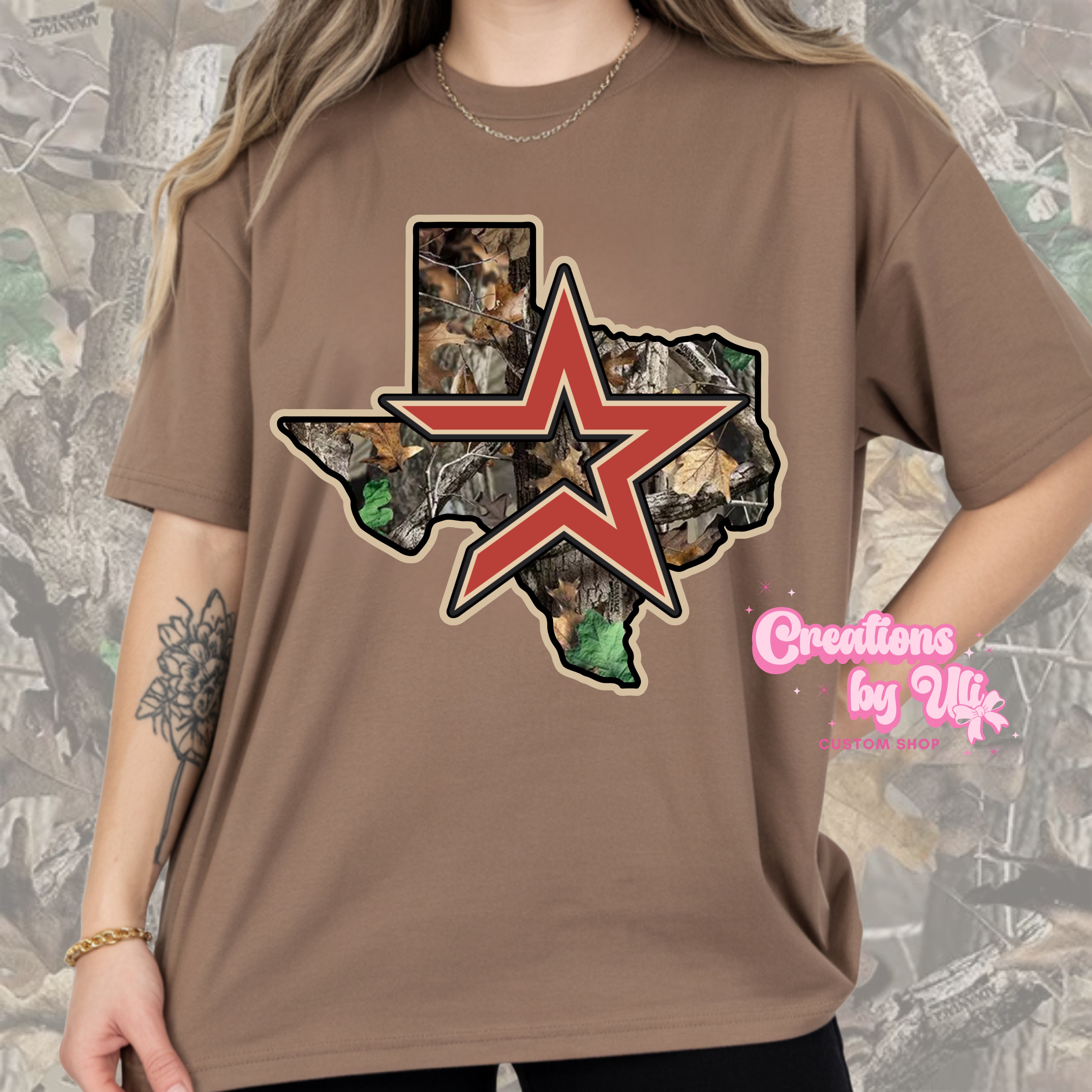 Texas Camo Tee - Beige Outline