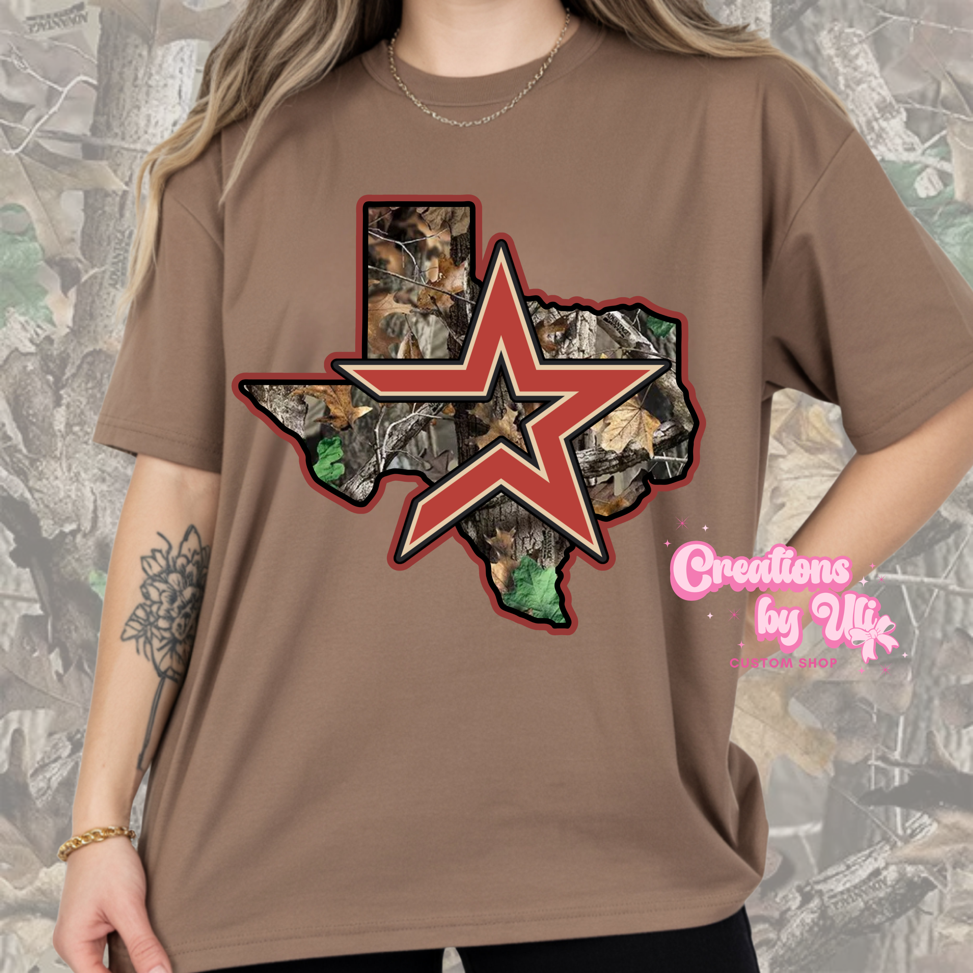 Texas Camo Tee - Burgundy Outline