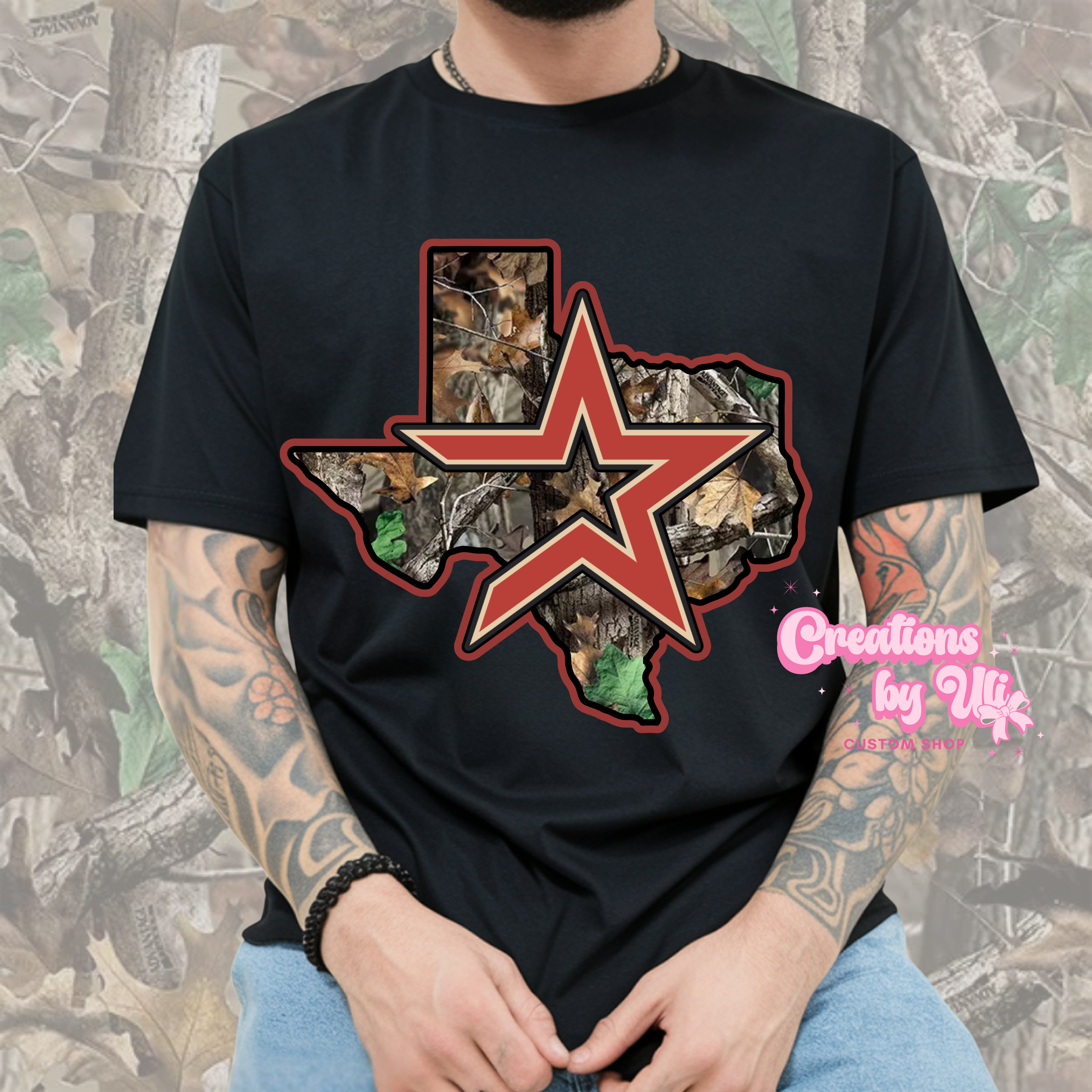 Texas Camo Tee - Burgundy Outline